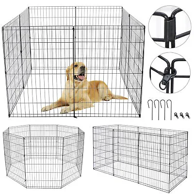 8 Panel Pet Playpen Metal Protable Folding Animal Exercise Dog Fence 36  Kennel • $40.58