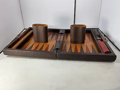 WOW Vintage Backgammon HIT INDUSTRIES Burgundy Magnetic Chips Travel • $40