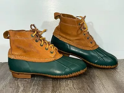 Eddie Bauer * Waterproof Boots * Womens 8 * Leather Rubber Duck Green 5 Eye • $20