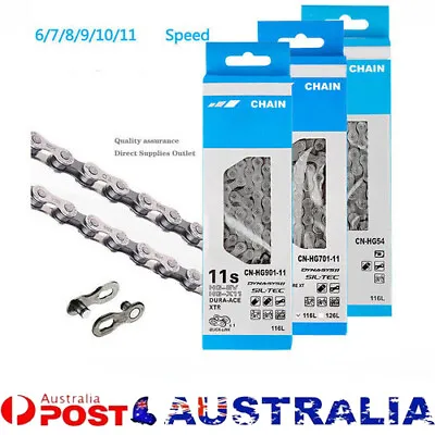 FOR Shimano 6/7/8/9/10/11 Speed Chain HG54/95/701 Deore MTB Road Bike 116 Link • $17.79