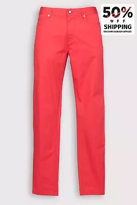 HARMONT & BLAINE Trousers W34 Red Stretch Embroidered Logo Zip Fly Narrow Leg • $37.32