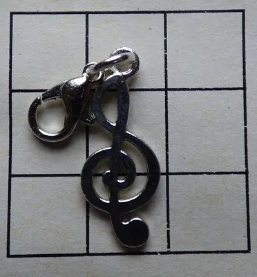 Vintage Tibetan Silver Music Note Print Clip Charm Zip Bracelet Musician • £3.05