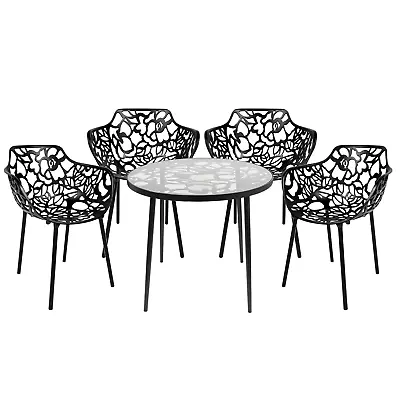 LeisureMod Devon 5-Piece Aluminum Patio Dining Set With Table And 4 Armchairs • $3255