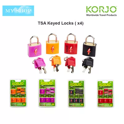 $28.95 • Buy Korjo 4 X TSA / HMRC Approved Keyed Travel Locks + 8 Keys - TSALL4 
