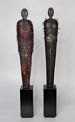 Julie Wapner Chrysalis Sculptures Pair Of Mixed Media Figural Wood Base Offers? • $995