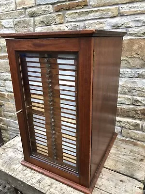 Vintage Mahogany Coin Collector Cabinet Multi Drawers Unit Case Box Needs TLC • £160