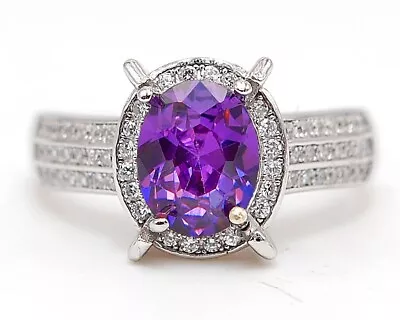 3CT Amethyst & Topaz 925 Solid Sterling Silver Ring Jewelry Sz 8 N2-8 • $14.99