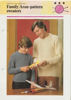 Family Knitting Patterns; Family Aran Patterned Sweaters Not Reprints • £1.30