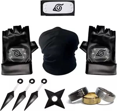 Naruto Cosplay Toy Headband Kunai Shuriken Anime Gloves Props • £10.89