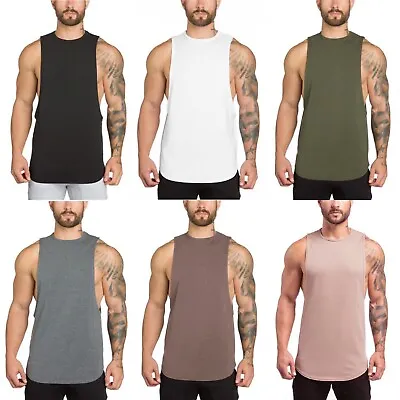 Mens Loose Tank Tops Gym Muscle Sleeveless Bodybuilding Fitness Workout T-Shirts • $11.98