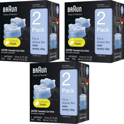 Braun CCR2 6 Pack Clean & Renew Shaver Refill Cartridges Series 3/5/6/7/8/9 CCR6 • $59.95