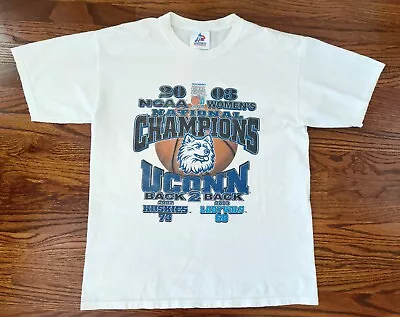 Vintage UConn Huskies Women Basketball 2003 Back To Back Champions T Shirt Large • $5.99