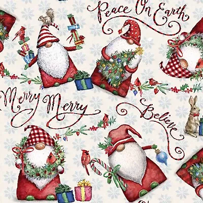 Christmas Fabric By The Yard Christmas Gnomes SC-79057A620715 Cotton BTY • $13.99