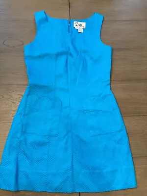 Lilly Pulitzer Vintage  Blue Dress  Scalloped Pockets Size 6 • £8.03