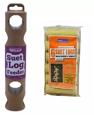 Unipet Suet To Go Log Feeder Starter Pack (Log Feeder & 6 Mealworm Logs) Bundle • £9.95