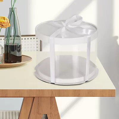 Circle Cake Packaging Box Clear Dessert Baking Carrier Transparent Birthday Gift • £5.94