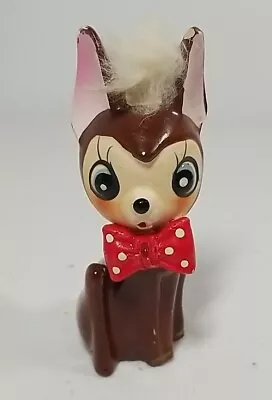 Arnart Vintage Deer With Red Bow And Hair Ceramic Animal Figurine Japan Sticker • $24.99