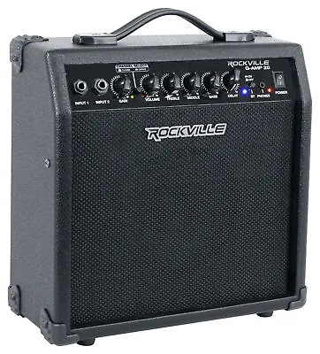 Rockville G-AMP 20 Watt Guitar Amplifier Dual Input Combo Amp Bluetooth/Delay • $64.95