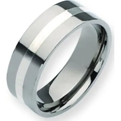 Titanium Sterling Silver 8mm Mens Wedding Ring Size 9.5 • $19.05