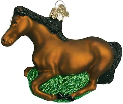 Mustang Horse-Brown Blown Glass Christmas Ornament By Old World Christmas  • $24.99