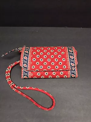 Vera Bradley  Americana Red  Floral/Paisley Wallet Trifold Clutch Crossbody Bag • $12
