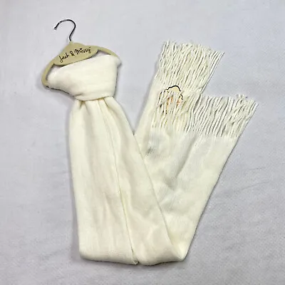 £15.90 • Buy Jack & Missy Womens Rectangle Scarf One Size Ivory Soft Tight Knit Fringe New