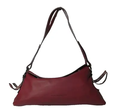 Y2K Marco Buggiani LG Maroon Leather Shoulder Tote Bag Satchel ITALY • $22.45