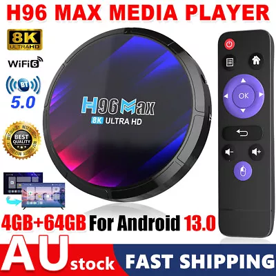 2024 Upgrade H96 Smart Android TV Box Quad Core 8K HD WIFI6 4+64G Media Player • $50.95