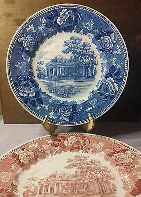 2 Monticello Souvenir Plate Vtg Wedgewood Red & Blue 10.5 In  • $29