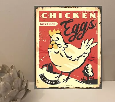 1x Chicken Farm Eggs Rustic Retro Metal Plaque Sign Gift House Novelty (mt48) • £6.50