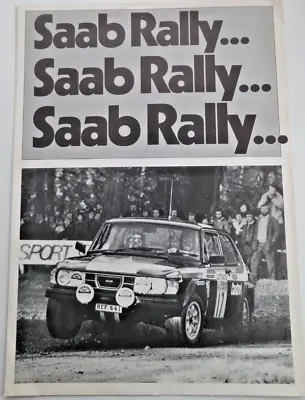 £69.49 • Buy Saab Rally 1977 UK Sales Brochure 99 EMS Rally Car Pier Eklund Stig Blomqvist