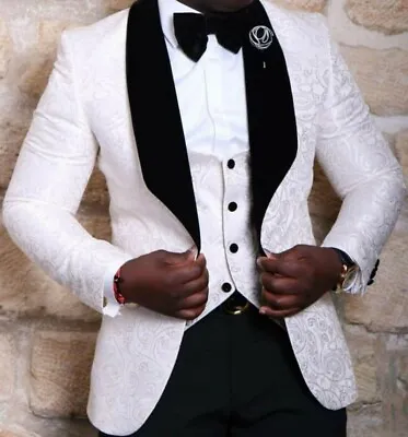 Jacquard Paisley Men Tuxedo Wedding Suits Shawl Lapel Groom Party Prom Suits • $61.20