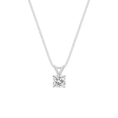 1.75 Ct Cushion Created Diamond Real Solid 14K White Gold Pendant 18  Necklace • $219.97