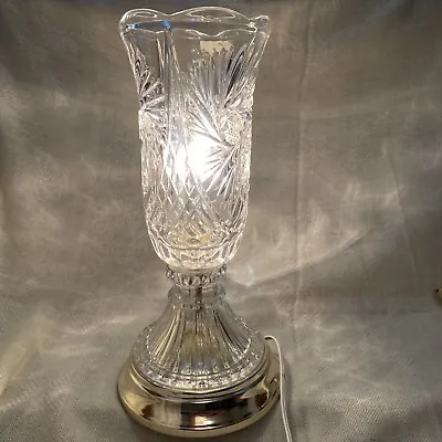 Lead Crystal 24% Table Lamp Vintage From Yugoslavia 13 1/2 In High Beautiful • $45