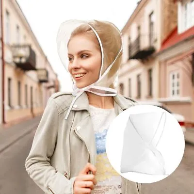 Waterproof Rain Hats Clear Rain Bonnet Rain Scarf Hair Protector Hood  Women • £3.31