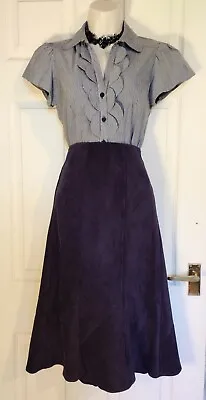 Aubergine Corduroy Fishtail Flare Skirt Sz 12 Vintage Gothic Steampunk  • $12.45