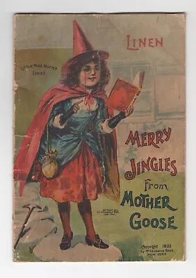 Antique 1902 Merry Jingles From Mother Goose Linen Book McLoughlin Miss Muffet • $14.53