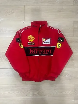 Vintage Ferrari Racing Jacket Embroidered Cotton Padded F1 Ferrari Jacket Red • $75