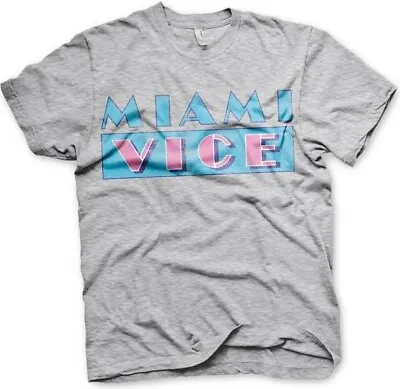 Miami Vice Distressed Logo T-Shirt Heather-Grey • £25.70