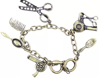 Vintage Retro Style Charm Bracelet Mirror Comb Scissors Hair Dryer • $5.71