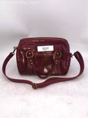 Vera Pelle Womens Red Leather Adjustable Strap Zipper Crossbody Bag • $9.99