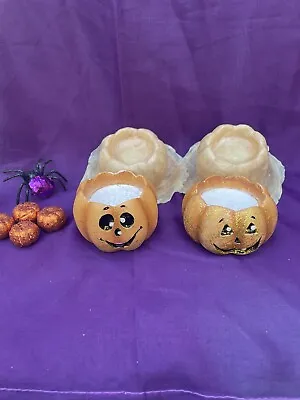 Latex Rubber Mould 2 Funny Face Pumpkin Candle Tea Light Holder Halloween Molds • £13