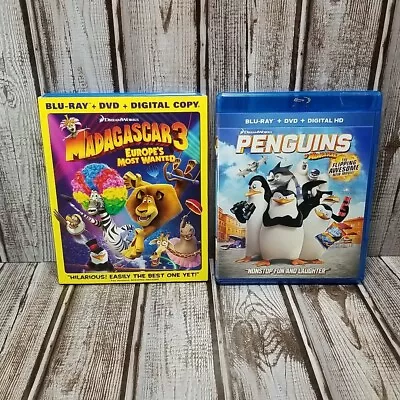 Madagascar 3 And Penguins Blu-ray & DVD Bundle Lot Of 2 Dreamworks Movies • $9.97