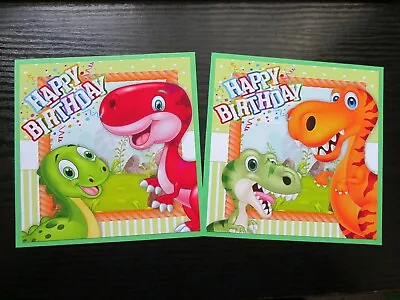 £1.30 • Buy  2 X Happy Birthday RED & ORANGE  DINOSAURS Card Making  Toppers