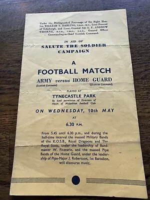1944 Hearts - Scottish ARMY V Scotland HOME GUARD COMMAND TYNECASTLE  Football • £9.99