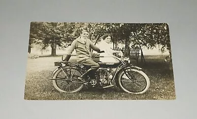 Original Early 1900s Indian Motorcycle Real Photo Postcard Rppc Great Image (n7) • $31