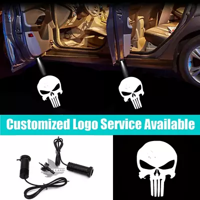 2Pcs White Punisher Skull Logo Car Door Led Welcome Projector Shadow Lights • $17.99