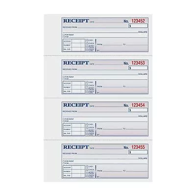 Money/Rent Receipt Book 3-Part Carbonless 11 X 7-5/8 Inches 4 Receipts/Page • $15.12