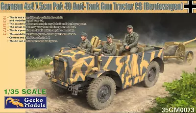 German 4×4 7.5cm Pak 40 Anti-Tank Gun Tractor C8 (Beutewagen) 1/35 Scale (Gecko) • £34.99
