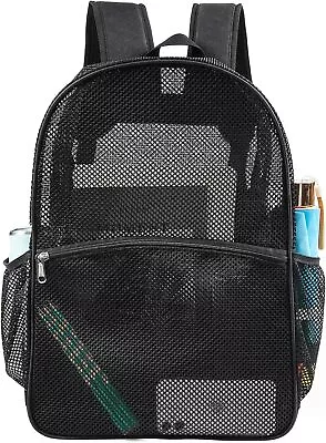 Heavy Duty Mesh Backpack Lightweight See Through College Backpack With...  • $29.11